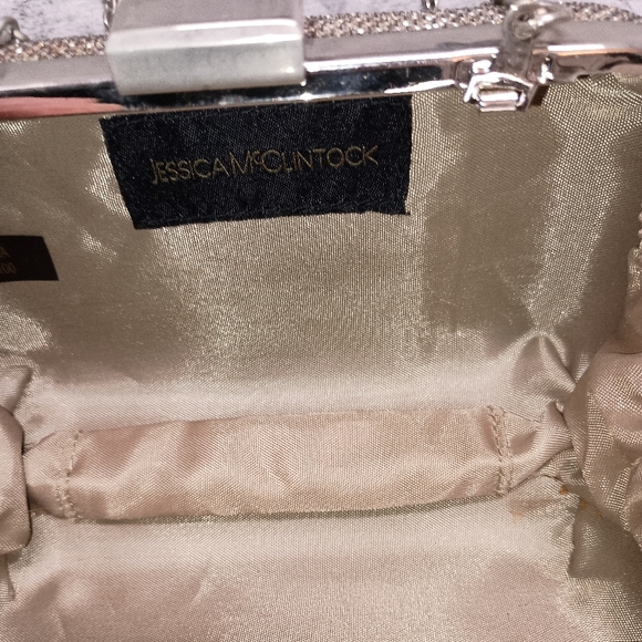 Jessica McClintock Vintage hard mesh Silver Tone Hardware Clutch